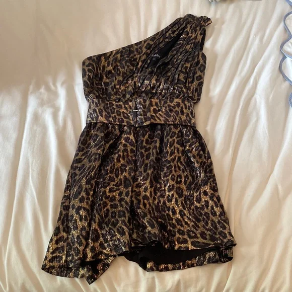 Retrofete Kayla Leopard Leme Mini Dress - Picture 2 of 6